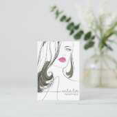 シンプルブラックベージュガールスケッチトレンディージュエリー 名刺 (スタンド正面)