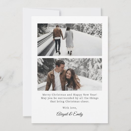 シンプルブラックボーミニマリスト写真クリスマス シーズンカード (裏面)