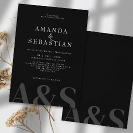 シンプルブラックミニマリストエレガントな結婚式 招待状