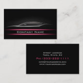 シンプルブラックミニマリストピンクラインカーカード 名刺 (正面/裏面)