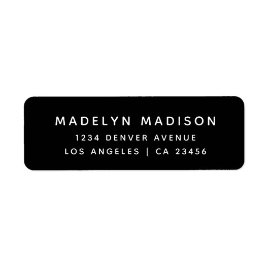 シンプルブラックミニマルエレガント差出人住所 ラベル (正面)