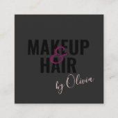 シンプルブラックメイクアップアーティスト&美容師スクー スクエア名刺 (正面)