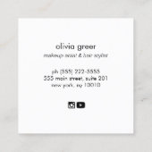 シンプルブラックメイクアップアーティスト&美容師スクー スクエア名刺 (裏面)