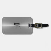 シンプルブラックメタリック銀ステンレス鋼ルック ラゲッジタグ (正面横)