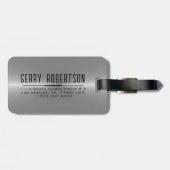 シンプルブラックメタリック銀ステンレス鋼ルック ラゲッジタグ (裏面横)