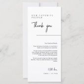 シンプルブラックメニューテーブルエスコートありがとうプレイスカード (裏面)