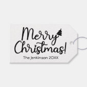 シンプルブラックメリークリスマスギフトラベル ギフトタグ (正面(横))