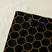 シンプルブラックモダンイエローハニカム名前をカスタムする ビーチタオル (インサイチュ)