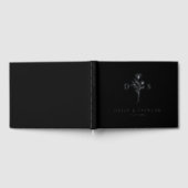 シンプルブラックモダンフローラモノグラム結婚ズ ゲストブック (全面)