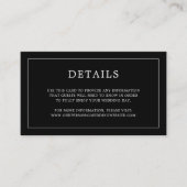 シンプルブラックモノグラムエレガントな結婚式 エンクロージャーカード (正面)