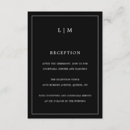 シンプルブラックモノグラムエレガントな結婚式 エンクロージャーカード