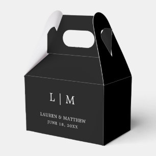 シンプルブラックモノグラムエレガントな結婚式 フェイバーボックス