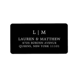シンプルブラックモノグラムエレガントな結婚式 ラベル