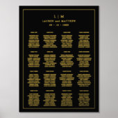 シンプルブラックモノグラムエレガントな結婚式 箔ポスター (正面)