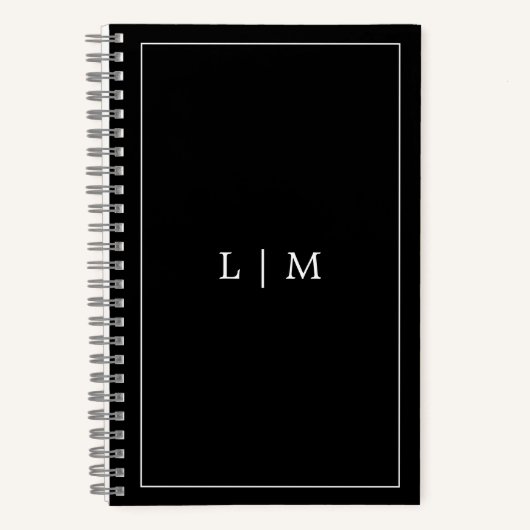 シンプルブラックモノグラムビジネス ノートブック (正面)