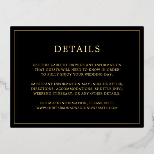 シンプルブラックモノグラム結婚ホイル囲いカード 箔招待状ポストカード (正面)