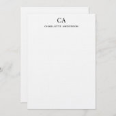 シンプルブラックモノグラモダンムイニシャルノートカード ノートカード (正面/裏面)