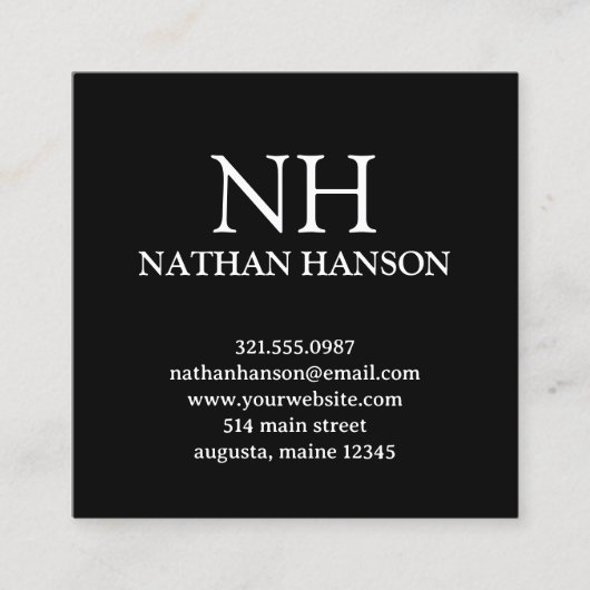 シンプルブラックモノグラモダンム スクエア名刺 (正面)