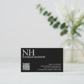 シンプルブラックモノグラモダンム 名刺 (スタンド正面)