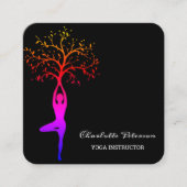 シンプルブラックヨガインストラクター名刺 スクエア名刺 (正面)