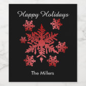 シンプルブラックラベル赤雪片ボトルラベル ワインラベル (シングルラベル)