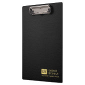 シンプルブラックレザーのテクスチャーカスタムモノグラム クリップボード (左)