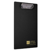 シンプルブラックレザーのテクスチャーカスタムモノグラム クリップボード (右)