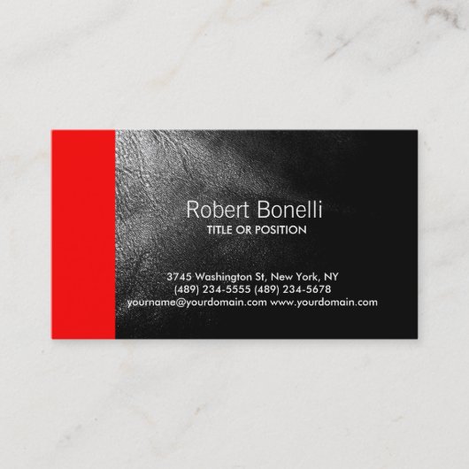 シンプルブラックレッドグレープレーンモダン名刺 名刺 (正面)