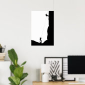 シンプルブラックロック登山シルエット ポスター (ホームオフィス)