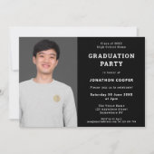 シンプルブラック写真卒業パーティー招待状 招待状 (正面)