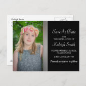 シンプルブラック卒業の日付を保存 案内ポストカード (正面/裏面)