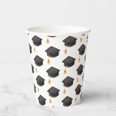 シンプルブラック卒業帽子パターン 紙コップ (裏面)