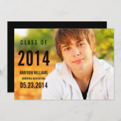 シンプルブラック卒業発表 案内状 (正面/裏面)