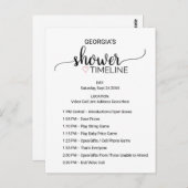 シンプルブラック女子ベビーシャワーイベントの順序 ポストカード (正面/裏面)