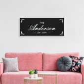 シンプルブラック家族設立の名札 キャンバスプリント (インサイチュ (リビング))