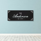 シンプルブラック家族設立の名札 キャンバスプリント (インサイチュ (ウッドフロア))