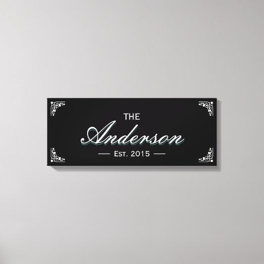 シンプルブラック家族設立の名札 キャンバスプリント (正面)