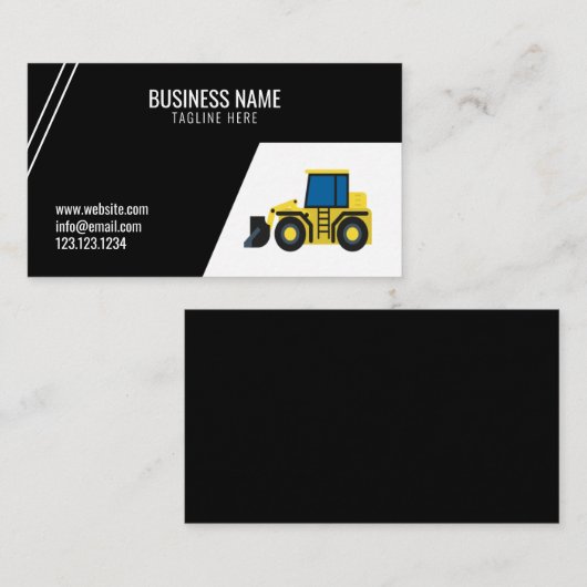 シンプルブラック建築トラクタ建物 名刺 (正面/裏面)