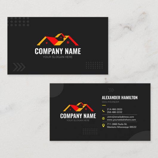 シンプルブラック建築 名刺 (正面/裏面)