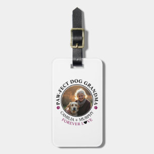 シンプルブラック文字おもしろい犬おばあちゃん写真 ラゲッジタグ