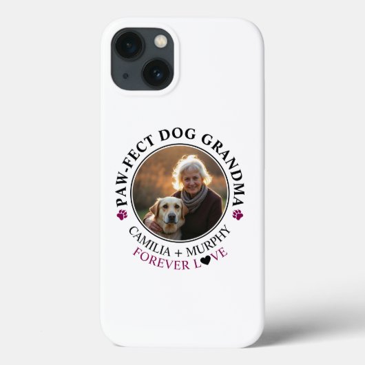 シンプルブラック文字おもしろい犬おばあちゃん写真 Case-Mate iPhoneケース (裏面)