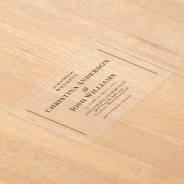 シンプルブラック文字結婚ズ アクリル招待状