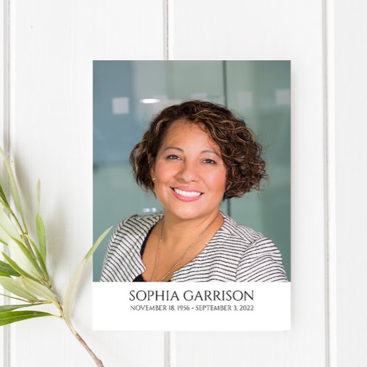 シンプルブラック文字葬儀祈りの言葉カード付き写真付き エンクロージャーカード