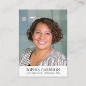 シンプルブラック文字葬儀祈りの言葉カード付き写真付き エンクロージャーカード (正面)