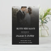 シンプルブラック日付の保存結婚式招待状 招待状 (スタンド正面)