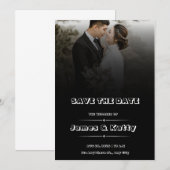 シンプルブラック日付の保存結婚式招待状 招待状 (正面/裏面)