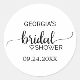 シンプルブラック書道ブライダルシャワー ラウンドシール
