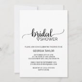 シンプルブラック書道ブライダルシャワー 招待状 (正面)