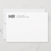 シンプルブラック男らしモノグラム ノートカード (正面)