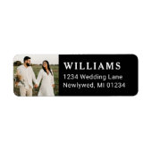 シンプルブラック結婚の写真差出人住所 ラベル (正面)